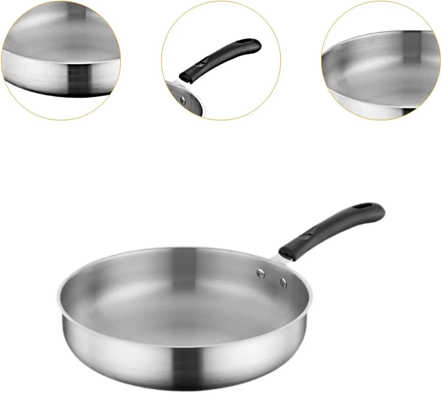 YIJU Camping Frying Pan Deep Fry Pan Nonstick Equipment Gift Flat Griddle Stainless Steel for Outdoor Activities RV Home Camping, 25.2cm