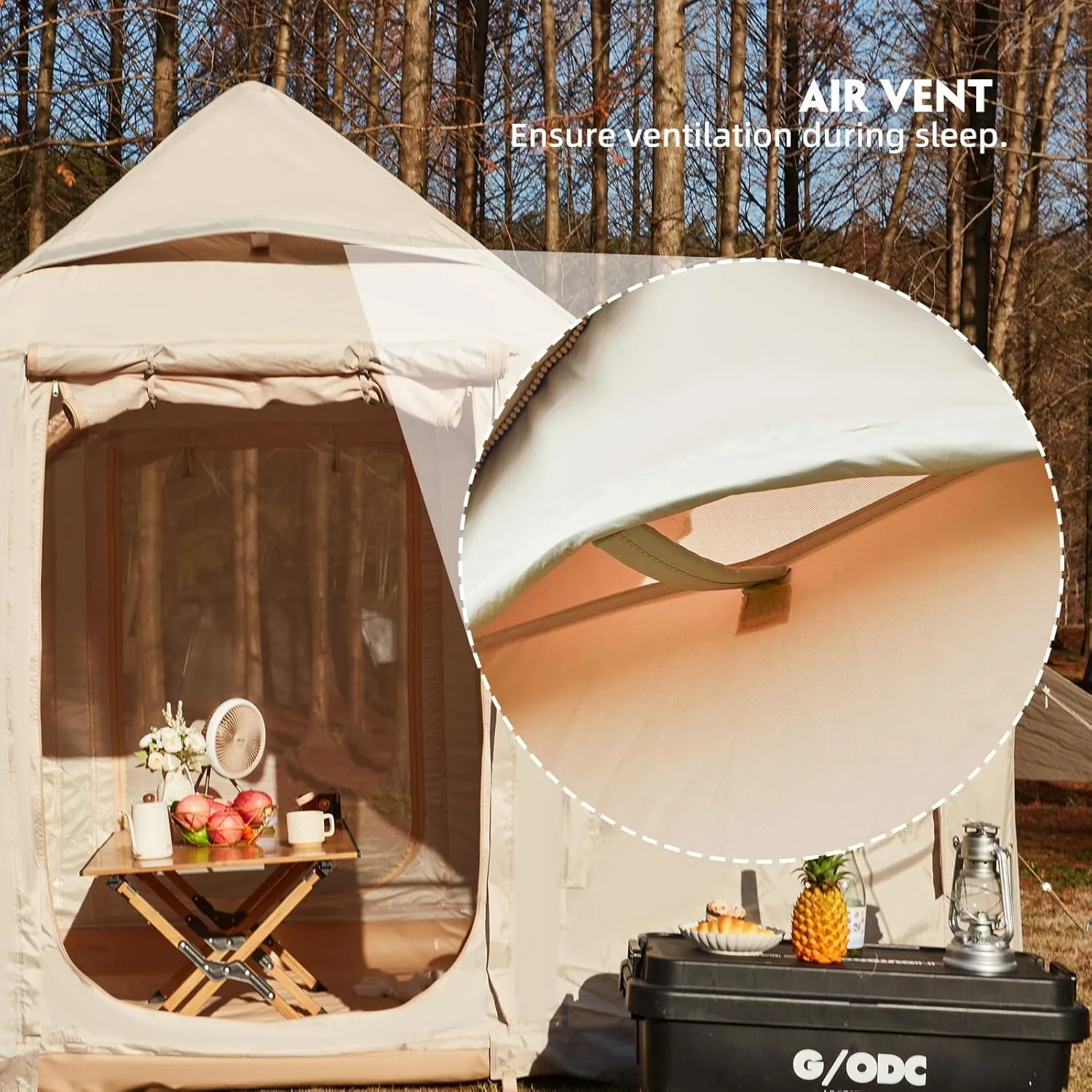 YOLENY Inflatable Tents for Camping, 4/6/8/10/12 Person Tent with TPU Skylight, Mesh Windows, Stove Jack & Pump, Easy Setup 4 Season Glamping Tent, Waterproof & Windproof