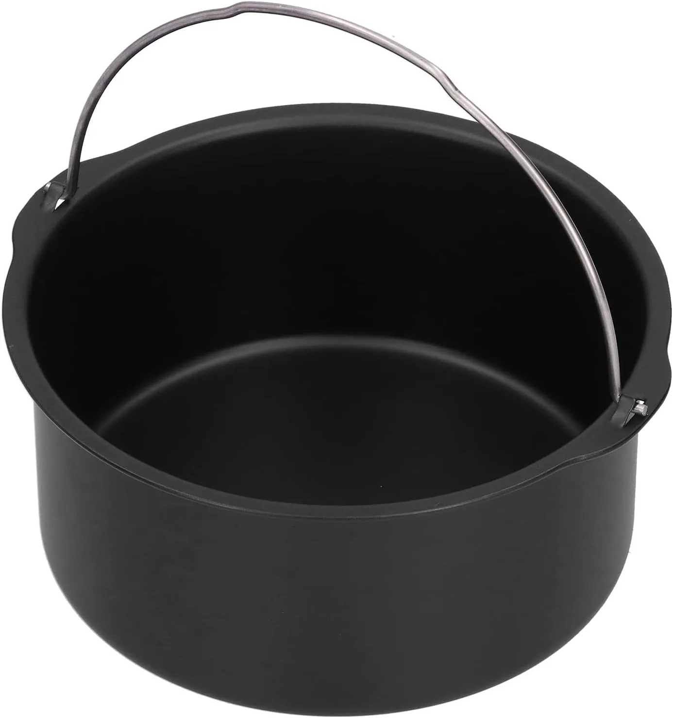 Yosoo Air Fryer Baking Pan, Oven Air Fryer Basket Cake Drum with Non Stick Design Carbon Steel NonStick Cake Baking Tray Kitchen Electric Accessory for Electric Steamers (8 Inch)