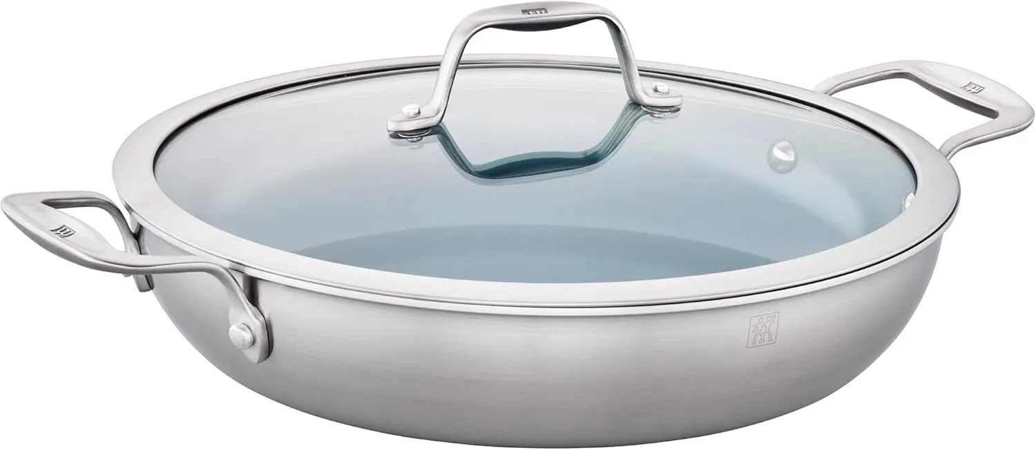 ZWILLING Spirit Ceramic Nonstick Braiser, 4-qt, Stainless Steel/Grey