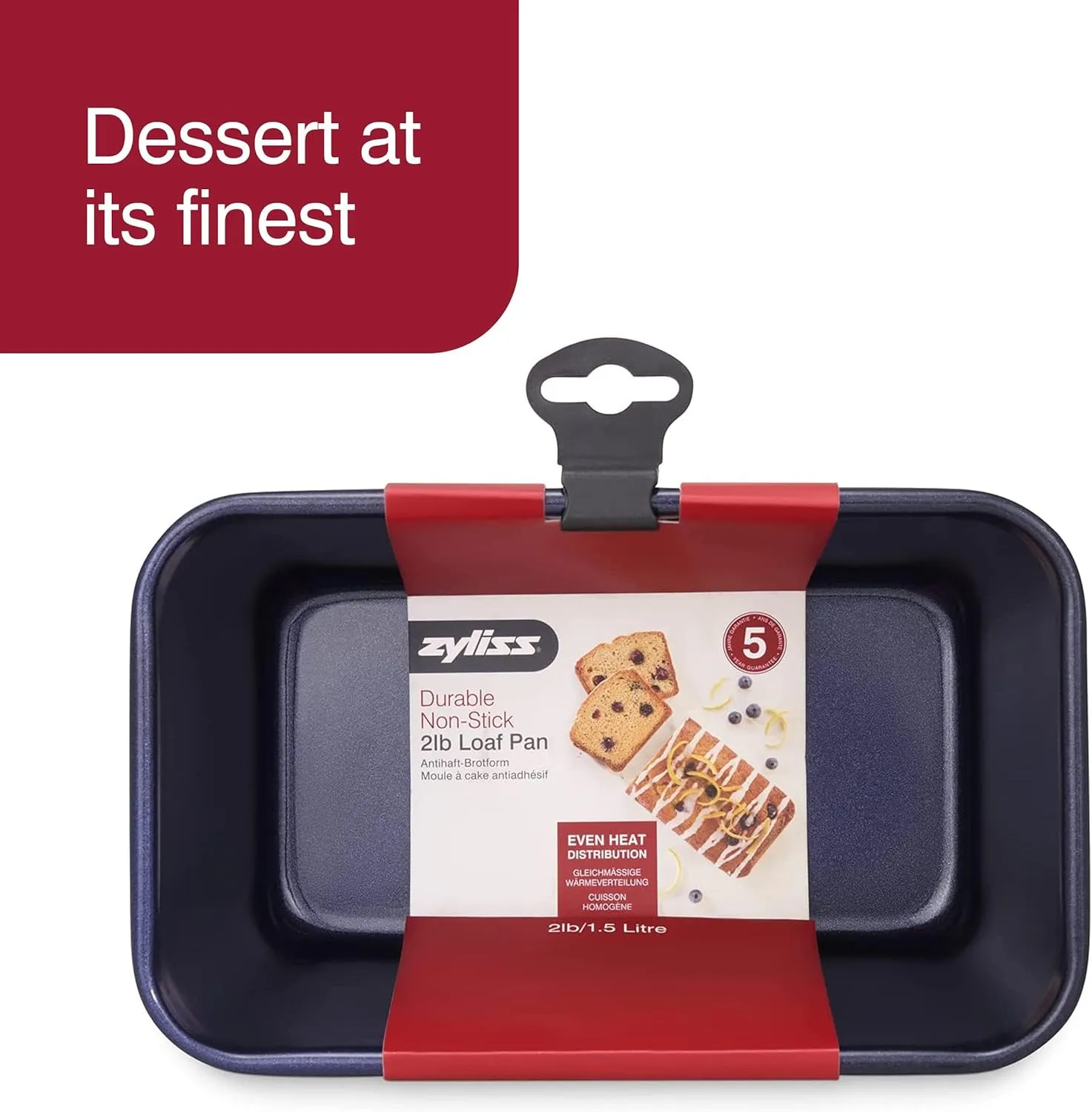 Zyliss E980199 Non-Stick Loaf Tin | 1.5L/2lb | Carbon Steel | Dark Blue | Bread Tin for Baking/Bakeware | Dishwasher Safe | 5 Year Guarantee